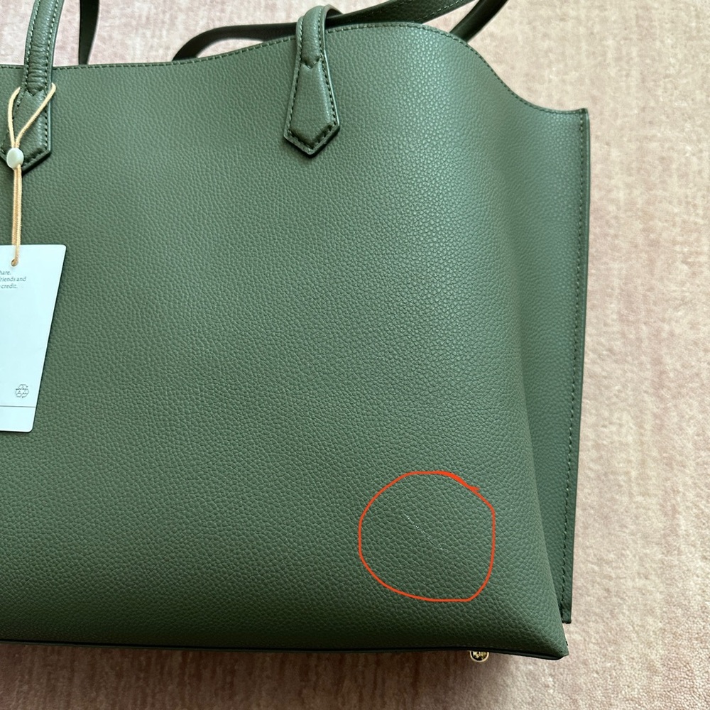 Quince Italian Leather Triple Compartment Tote Olive Green - Picture 15 of 16
